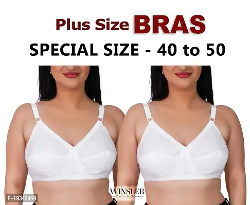 Plus Size Non Padded Full Coverage Cotton Bra (Pack 2)-thumb0