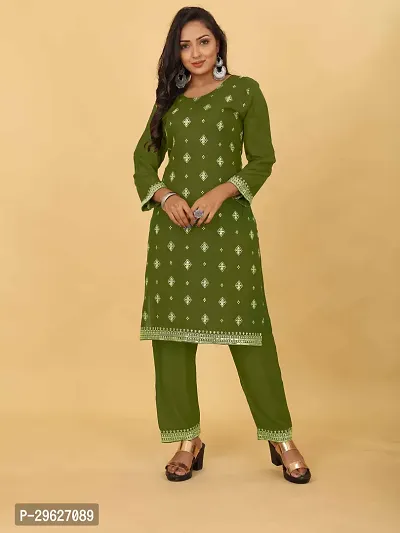 Stylish Rayon Embroidered Kurta Bottom set