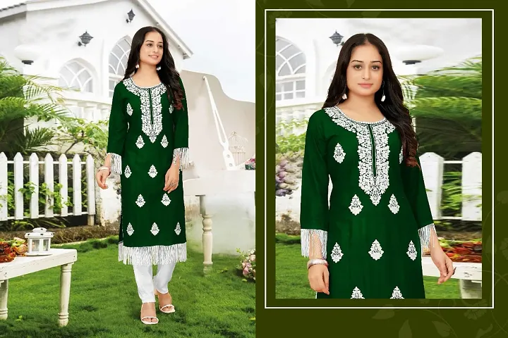 Stylish Rayon Embroidered Kurta Bottom set