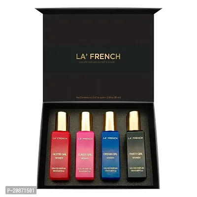 La French Luxury Perfume Gift Set For Her 4X20 Ml | Luxury Scent Extra Long Lasting Eau De Parfum | Party Girl | Classy Girl Hottie Girl Dream Girl | Rakhi Gift For Sister (Pack Of 1)