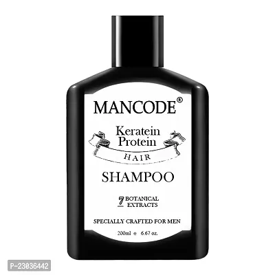 Mancode Keratin Shampoo For Men Gentle Cleansing Soft Smooth Shiny Hair Damage Repair Strengthens Weak Hair No Mineral Oil Hair Shampoo For Men, 200Ml (Pack Of 1)-thumb0