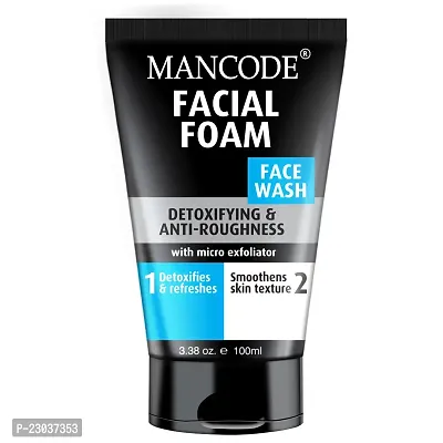 Mancode Facial Foam Face Wash Detoxifying And Anti Roughness With Micro Exfoliator Skin Purifying Face Wash For Men 100Ml