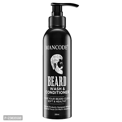 Mancode Beard Wash And Conditioner - 200Ml | Conditions And Cleans Beard Mustache | Blended With Licorice, Vitamin C And Aloe Vera | Natural And Organic Beard Shampoo For Men (Pack Of 1)