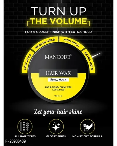 Mancode Extra Hold Hair Wax 100Gm For Men | Long Lasting Stylist Look | Glossy Finish | Shine | Strong Hold | Restable Anytime Easy Wash Off Hair Wax Pack Of 1-thumb4