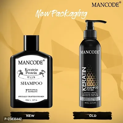 Mancode Keratin Shampoo For Men Gentle Cleansing Soft Smooth Shiny Hair Damage Repair Strengthens Weak Hair No Mineral Oil Hair Shampoo For Men, 200Ml (Pack Of 1)-thumb2