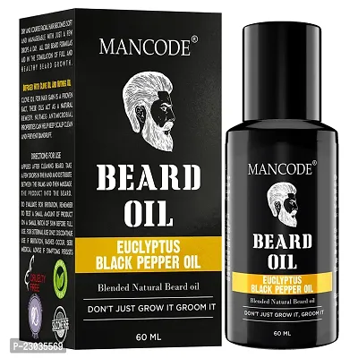 Mancode Beard Oil Eucalyptus And Black Paper 60Ml Beard And Muushtac Oil | Soft Strong Healthy Beard Oil For Men Pack Of 1-thumb0