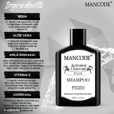 Mancode Charcoal Hair Shampoo For Men, Infused With Activated Charcoal, Helps To Deep Cleanse, Soothe Scalp, Repair Dry And Damaged Hair, 200Ml-thumb5