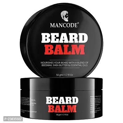 Mandcode Beard Balm For Men - 50Gm | Softens Moisturizes Mooch And Beard | Long Lasting Nourishment | Prevents Dryness | Boost Shine And Volumizes Beards Beeswax Shea Butter And Essential Oils Pack Of 1