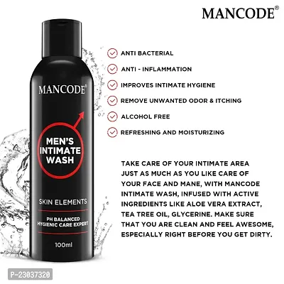 Mancode Intimate Wash For Men - 100Ml With Tea Tree Essential Oil Ayurvedic And Natural Personal Intimate Hygiene Prevents Itching Irritation And Dryness Caused By Sweating Ball Wash For Men-thumb2