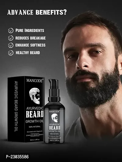 Mancode Ayurvedic Beard Growth Oil - 50Ml | Advanced Beard Growth Oil For Men | Stimulate Beard Growth | Enriched With Vitamin E, Aloe Vera Oil, Coconut Oil, Almond Oil | 100% Natural-thumb5