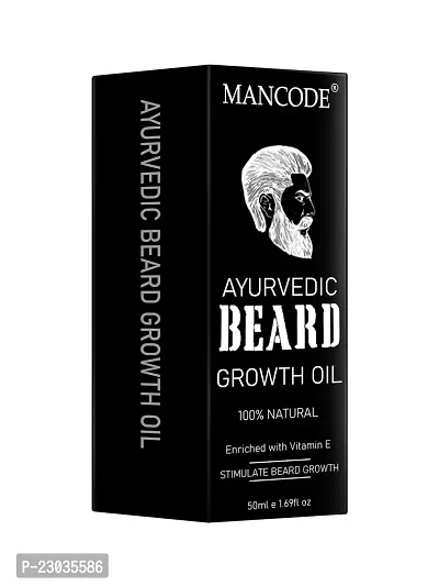 Mancode Ayurvedic Beard Growth Oil - 50Ml | Advanced Beard Growth Oil For Men | Stimulate Beard Growth | Enriched With Vitamin E, Aloe Vera Oil, Coconut Oil, Almond Oil | 100% Natural-thumb3