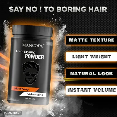 Mancode Hair Volumizing Powder Wax Strong Hold | Matte Finish | 24 Hrs. Hold |Natural And Safe Hair Styling Powder 20Gm-thumb4