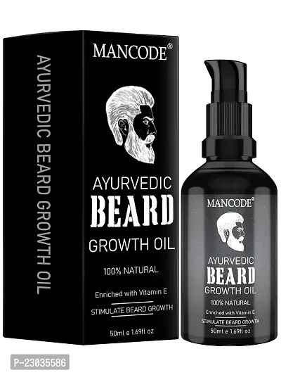 Mancode Ayurvedic Beard Growth Oil - 50Ml | Advanced Beard Growth Oil For Men | Stimulate Beard Growth | Enriched With Vitamin E, Aloe Vera Oil, Coconut Oil, Almond Oil | 100% Natural-thumb0