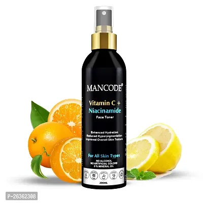 Mancode Vitamin C + Niacinamide Face Toner, 200 Ml | Pore Tightening  Mild Exfoliation For Oily, Acne Prone, Sensitive  Normal Skin, Hydrating Face Toner For Glowing Skin, Alcohol Free Face Toner-thumb0