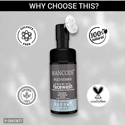 Mancode Multi-Vitamin Foaming Face Wash with Built in Face Brush for Deep Cleansing Face wash for men 100ml-thumb3