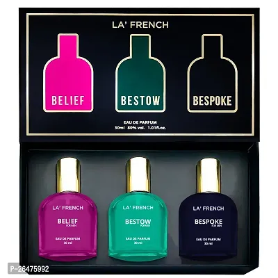 La French Perfume Gift Set for Women 3x30 ML Belief, Bestow  Bespoke Perfume Scent | Long Lasting EDP Fragrance Scent | Date night fragrance | Ideal gift for Women