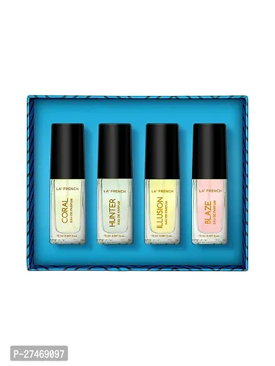 La French Perfume Gift Set 4X15ml each | Coral,Blaze, Illusion  Hunter EDP Fragrance Scent-thumb2