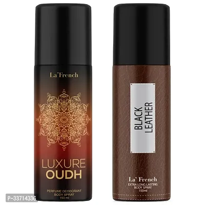 La French Deodorant Combo - Luxure Oudh  Black Leather (150ml Each) | Long-lasting Men's Fragrance Set Pack of 2-thumb0