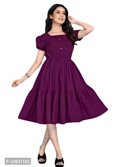 Trendy Fit  Flared Cotton Blend Dress for Women-thumb0