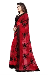 Tereza Women's  Girl's Woven Net Saree With Blouse Piece (Maroon)-thumb2