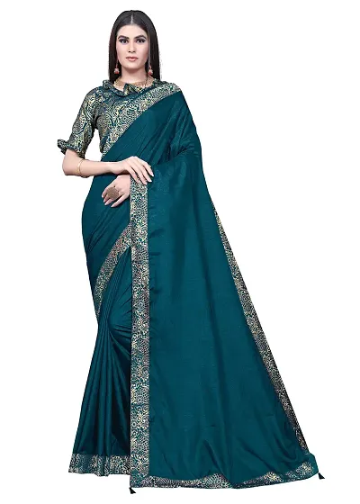 Shreeji Fashion Women's Heavy Saree With Blouse Piece (rama)