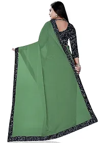 TEREZA Women's Saree Shimmer Lycra Materials with Sequince Lace Work Lace Border sari For Girls |Unstitched Blouse (Green)-thumb1