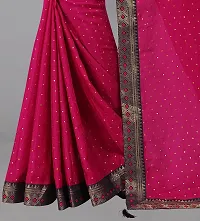 TEREZA Women's Saree Dola Silk Materials with Lace Border sari For Girls |Unstitched Blouse (Pink)-thumb3