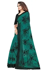 Tereza Women's  Girl's Woven Net Saree With Blouse Piece (Green)-thumb2