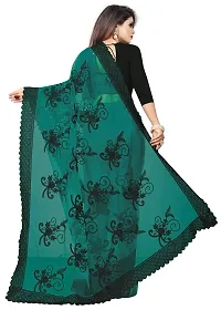 Tereza Women's  Girl's Woven Net Saree With Blouse Piece (Green)-thumb1