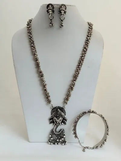 Oxidized Silver Plated Jewellery Set For Womens