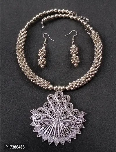 Beautiful Oxidised Peacock Neckless and chain for women and girls