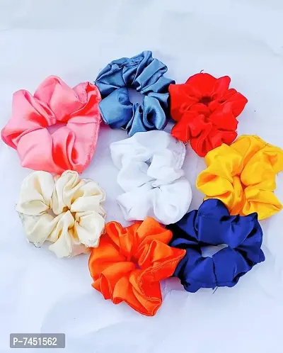 Silk  Scrunchies Cute Large Hair Tie Soft Elastic Scrunchies Set of 6 pcs Rubber Band  (6Multicolour)