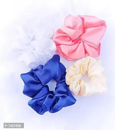 Silk Scrunchies Cute Large Hair Tie Soft Elastic Scrunchies Set of 6 pcs Rubber Band  (Multicolour 4p.)