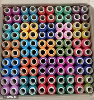 100% polyester Thread mix Multicolour  Thread with 100 spools 24 shades in 4 spools with 150mt.