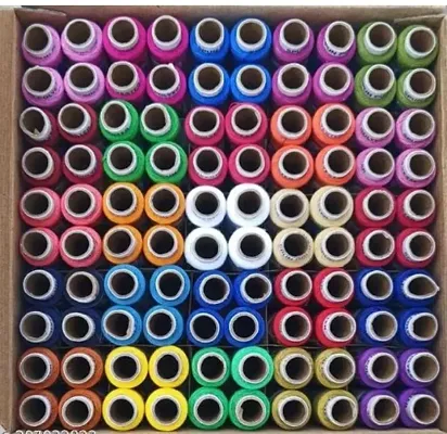 Threads 100%Spun Polyester Sewing Thread 100 Tubes 150 Meters(4 Tube x 25) Thread  (150 m Pack of100)
