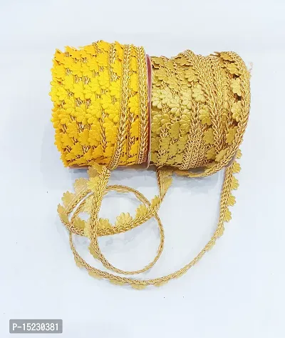 Beautiful Flower Lace Designe in Two Multicolor Yellow  Golden Color.