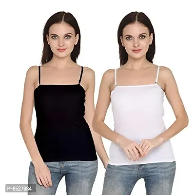 Womens Cotton Camisole Slip Adjustable Strap Combo Pack of 2-thumb0