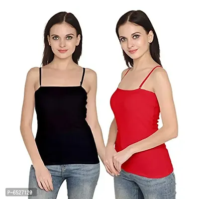 Womens Cotton Camisole Slip Adjustable Strap Combo Pack Of 2