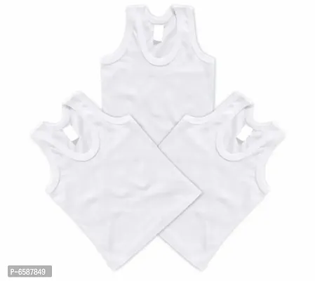 Unisex Baby Infant Kids to Toddler 100% Cotton Casual Hosiery Sando Vests Innerwear Baniyan Undershirt Pack of 3-thumb0