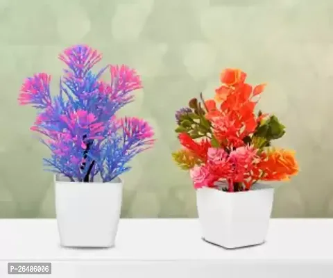 Designer Plastic Artificial Plants For Decoration Home Office Indoor Outdoor- Pack Of 2