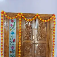 SHASVATHA Artificial Marigold Fluffy Flowers Garlands for Festive Pooja Wedding, House warming, Diwali Decorations, Home Entrance Table Bedroom Pooja Room (Orange with Yellow),Approx. 4.5  ft- 5 Piece-thumb2