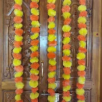 SHASVATHA Artificial Marigold Fluffy Flowers Garlands for Festive Pooja Wedding, House warming, Diwali Decorations, Home Entrance Table Bedroom Pooja Room (Orange with Yellow),Approx. 4.5  ft- 5 Piece-thumb2