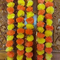 SHASVATHA Artificial Marigold Fluffy Flowers Garlands for Festive Pooja Wedding, House warming, Diwali Decorations, Home Entrance Table Bedroom Pooja Room (Orange with Yellow),Approx. 4.5  ft- 5 Piece-thumb3