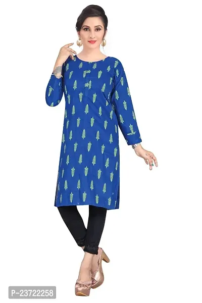 Stylish A-Line Printed Cotton Kurta-thumb0