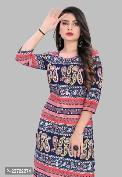 Stylish A-Line Printed Cotton Kurta-thumb0