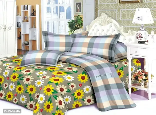 Stylish Cotton Printed Double Bedsheet With Two Pillow Covers