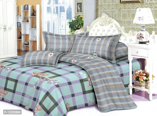 Stylish Cotton Printed Double Bedsheet With Two Pillow Covers