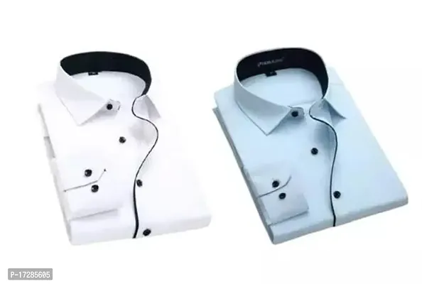 Reliable Cotton Blend Solid Full Sleeve Shirt For Men Pack Of 2