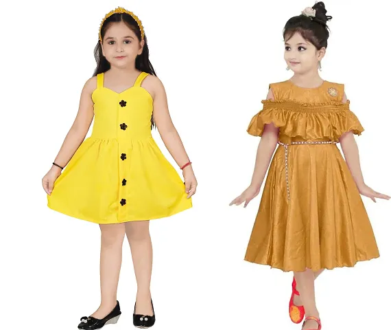 Fabulous Crepe Party Wear Frocks For Girls Pack Of 2