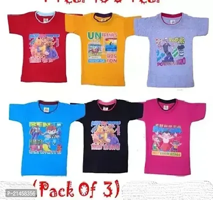 Stylish Multicoloured Cotton Blend Printed Tshirt For Boys Pack Of 3
